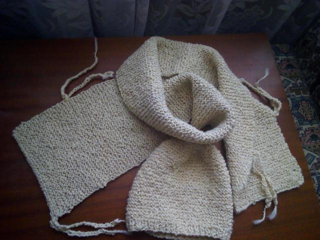 Продам вязанный шарф с шапкой ручной работы - 1